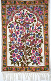 Hand Embroidered Area Rug, Tree of Life Tapestry Wool Rug, Multicolor 2x3 feet #CWR6114