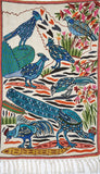 Kashmiri Wool Area Rug Tapestry Birds, Multicolor Embroidery 2x3 feet #CWR6116