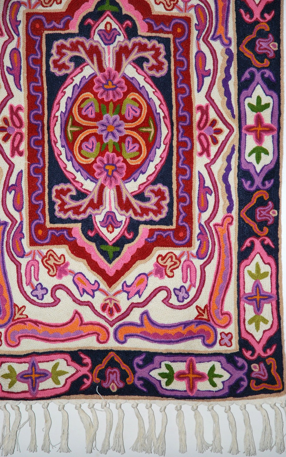Hand Embroidered Area Rug, Tapestry Wool Rug, Multicolor 2x3 feet #CWR6117