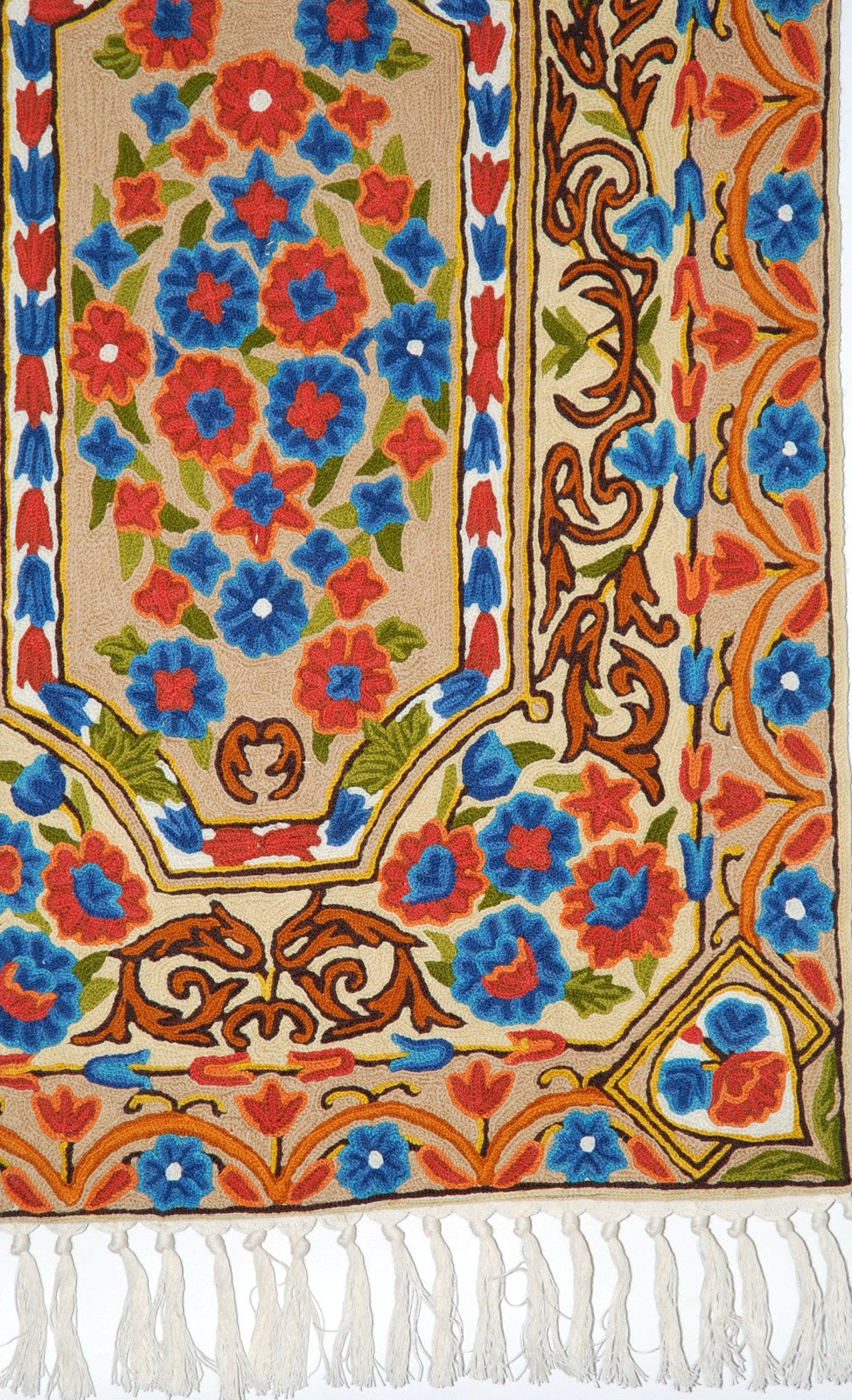 Hand Embroidered Area Rug, Tapestry Wool Rug, Multicolor 2x3 feet #CWR6118
