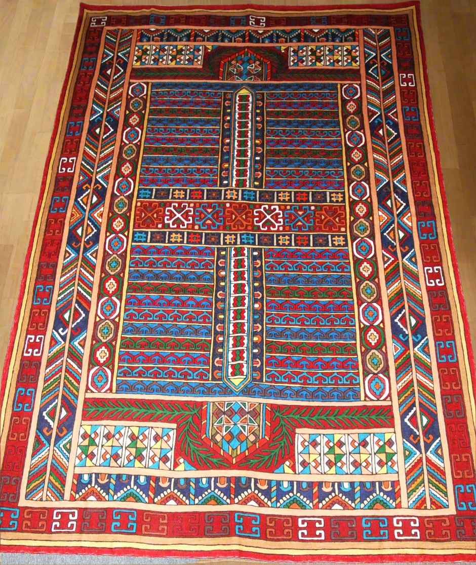 Chain Stitch Tapestry Kelim Wool Rug, Multicolor Embroidered 6x9 feet #CWR54109