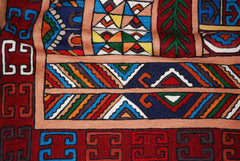 Chain Stitch Tapestry Kelim Wool Rug, Multicolor Embroidered 6x9 feet #CWR54109