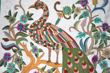 Chain Stitch Tapestry Wool Rug "Peacock", Multicolor Embroidered 3x5 feet #CWR15116