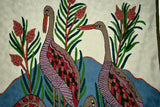 Chain Stitch Tapestry Wool Rug "Birds", Multicolor Embroidered 3x5 feet #CWR15119