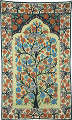 Hand Embroidered Area Rug, Tree of Life Tapestry Wool Rug, Multicolor 3x5 feet #CWR15124