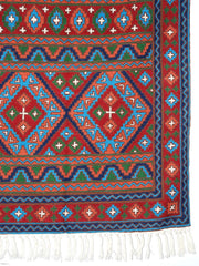 Chain Stitch Tapestry Kelim Wool Rug, Multicolor Embroidered 3x5 feet #CWR15128
