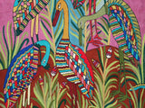 Chain Stitch Tapestry Wool Rug "Birds", Multicolor Embroidered 3x5 feet #CWR15130
