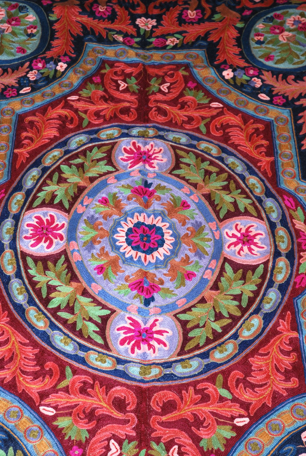 Hand Embroidered Area Rug, Tapestry Wool Rug, Multicolor 6x9 feet #CWR54107