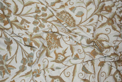 Custom Crewel Embroidered Fabric "Tree of Life", Multicolor Pastels Embroidery #3330