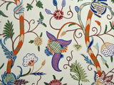 Custom Crewel Embroidered Fabric, Multicolor Embroidery #3354