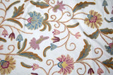 Custom Crewel Embroidered Fabric, Multicolor Pastels Embroidery #3361