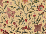Custom Crewel Embroidered Fabric Beige, Multicolor Embroidery #3366