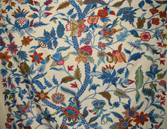 Custom Crewel Embroidered Fabric Beige, Multicolor Embroidery #3371