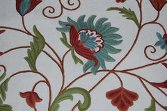 Custom Crewel Embroidered Fabric, Multicolor Embroidery #3302