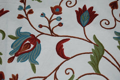 Custom Crewel Embroidered Fabric, Multicolor Embroidery #3302