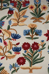 Custom Crewel Embroidered Fabric, Multicolor Embroidery #3307