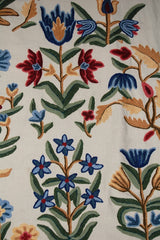 Custom Crewel Embroidered Fabric, Multicolor Embroidery #3307