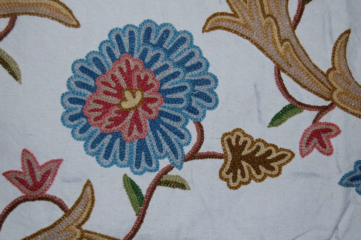 Custom Made Crewel Embroidered Pre-Order Fabric Floral, Multicolor #3340