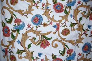 Custom Made Crewel Embroidered Pre-Order Fabric Floral, Multicolor #3340