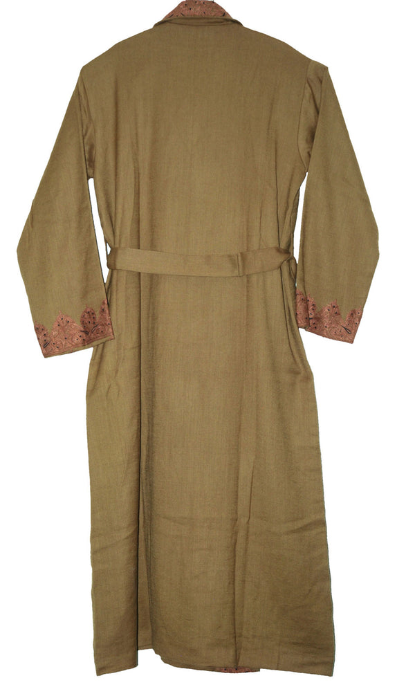 Woolen Gents Dressing Gown Brown, Multicolor Embroidery #WG-102 - Best of  Kashmir