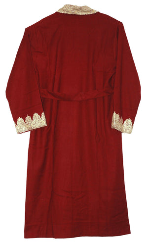 Woolen Gents Dressing Gown Maroon, Cream Embroidery #WG-103 - Best of  Kashmir