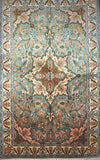 Kashmir Silk Carpet Hand Knotted, Turquoise 3'x5' #CPS15202
