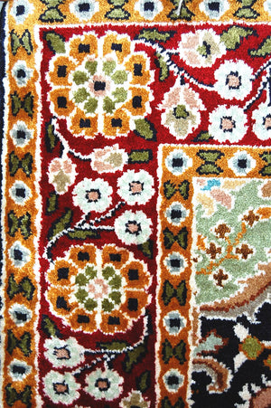 Kashmir Silk Carpet Hand Knotted, Red and Green 3'x5' #CPS15203
