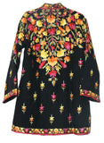 Embroidered Linen Jacket Black, Multicolor Embroidery #AO-504