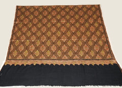 Kashmir Pashmina "Sozni" Needlework Jamawar Shawl Black, Multicolor Embroidery #PJM-003