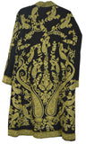 Kashmiri Woolen Coat Black, Green Embroidery #AO-151