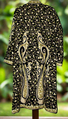 Kashmiri Woolen Coat Black, Cream and White Embroidery #AO-162