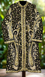 Kashmiri Woolen Coat Black, Cream and White Embroidery #AO-162
