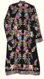 Kashmiri Woolen Coat Black, Multicolor Embroidery #AO-169
