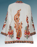 Kashmiri Woolen Jacket Off-White, Multicolor Embroidery #AO-0191