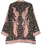 Kashmiri Woolen Jacket Black, Beige Embroidery #AO-021