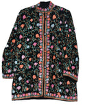 Kashmiri Woolen Jacket Black, Multicolor Embroidery #AO-025