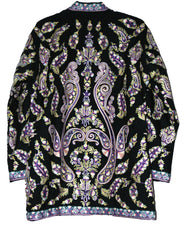 Kashmiri Woolen Jacket Black, Multicolor Embroidery #AO-037