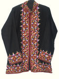 Embroidered Woolen Jacket Black, Multicolor Embroidery #BD-006