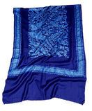 Hand Embroidered Woolen Shawl Wrap Throw Navy, Multicolor Embroidery #WS-143