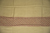 Hand Embroidered Woolen Shawl Wrap Throw Beige, Multicolor #WS-502