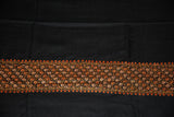 Embroidered Wool Shawl Black, Multicolor "Sozni" Embroidery #WS-501