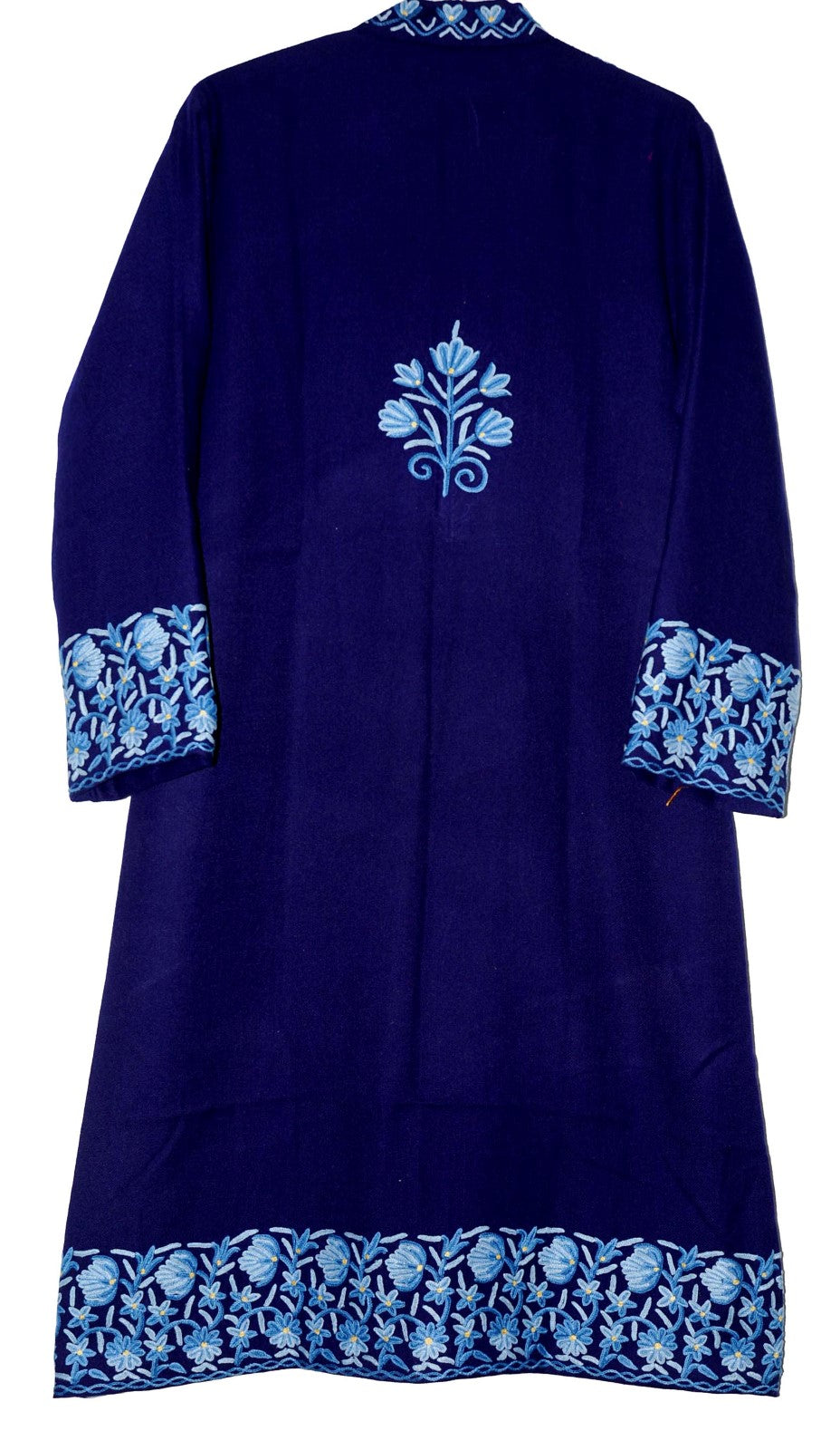 Woolen Coat Long Jacket Navy, Blue Embroidery #BD-109