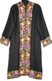 Woolen Coat Long Jacket Black, Multicolor Embroidery #BD-113