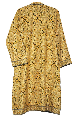 Woolen "Jamawar" Coat Long Jacket Black, Yellow and Olive Embroidery #JM-122