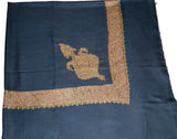 Kashmir Pashmina "Sozni" Needlework Embroidered Arab Scarf Shemagh Shawl Grey, Multicolor #PRM-052