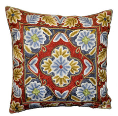 Crewel Silk Embroidered Cushion Cover, Multicolor #CW2002