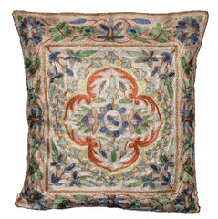Crewel Silk Embroidered Cushion Cover, Multicolor #CW2003