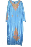 Silk Ladies Kaftan Caftan Sky Blue, Multicolor Embroidery #SKF-002