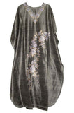 Silk Ladies Kaftan Caftan Grey, Tone-Tone Embroidery #SKF-005