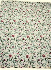 Silk Crewel Embroidered Bedspread Duvet Set Jacobean Beige, Multicolor #TML7302